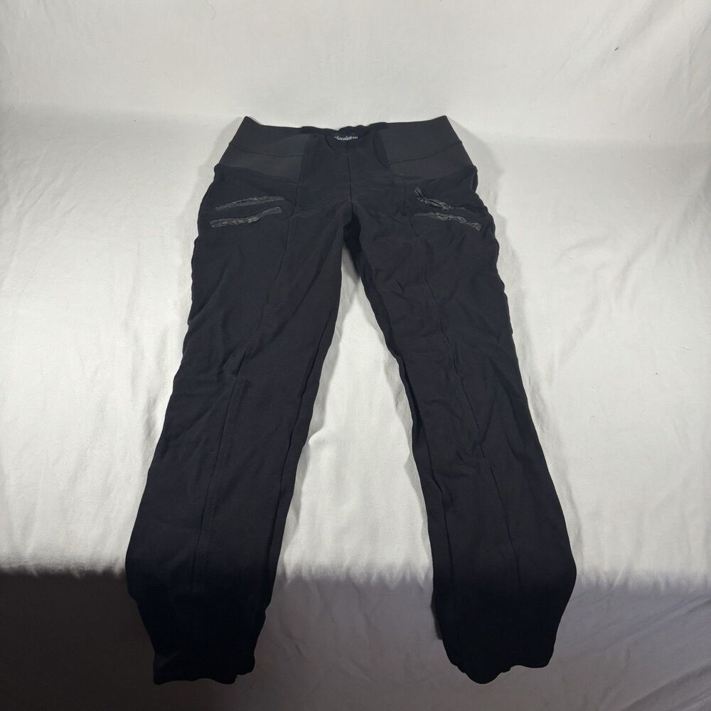 Chocolate USA Womens M Black Stretch Pants Zip Pockets Yoga YP3950-AG